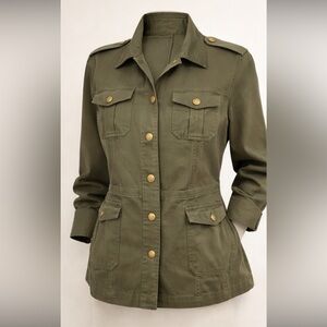 Stretchy Olive Green Military Style Jacket